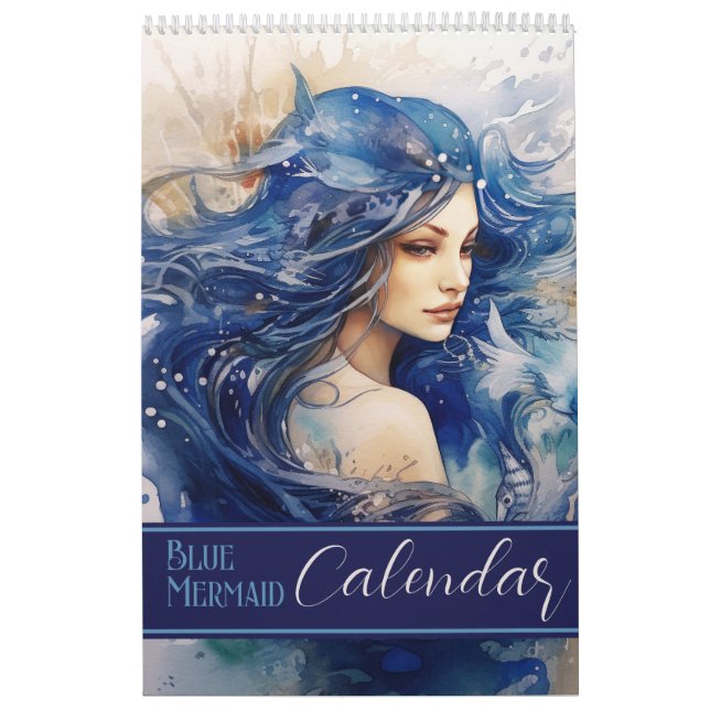 Watercolor Blue Mermaid Kalender (Titelbild)