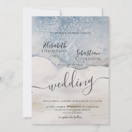 Watercolor Blue Modern Wedding Einladung