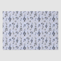Watercolor Blue Musical Musiknotens Gold Glitzer