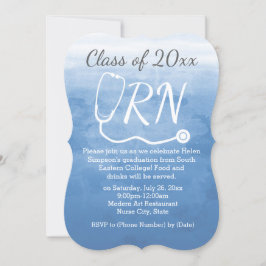 Watercolor Blue Nursing RN Nurse Graduation Party Einladung