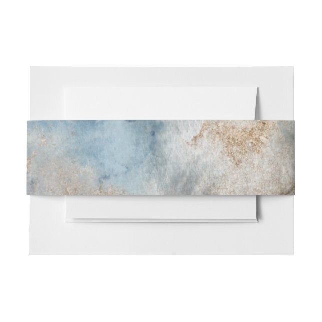 watercolor blue ocean and gold splash einladungsbanderole (Vorderseite Beispiel)