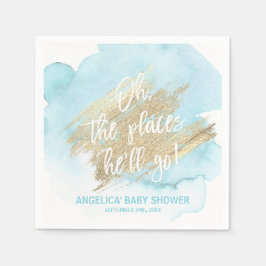 Watercolor Blue Oh, die Orte, wo er gehen Baby Dus Serviette