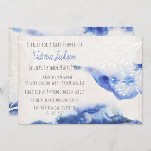 Watercolor Blue Ombre Babydusche Einladungen