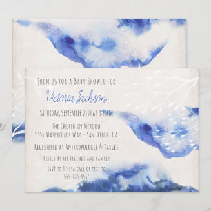 Watercolor Blue Ombre Kinderdusche Einladungen