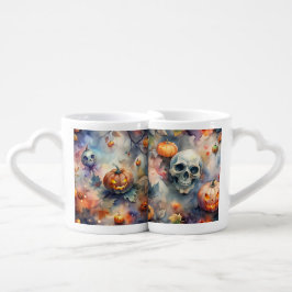 WATERCOLOR BLUE & ORANGE SPOOKY HALLOWEEN SCENE LIEBESTASSEN