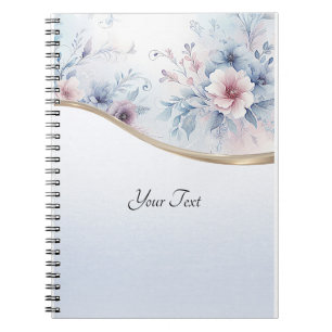 Watercolor Blue Pink Floral Notebook Notizblock