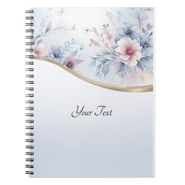 Watercolor Blue Pink Floral Notebook Notizblock (Vorderseite)