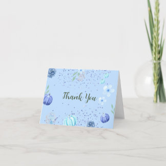Watercolor Blue Pumpkin Baby Dusche Danke Karte