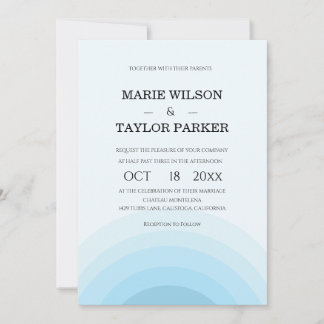 Watercolor blue Rainbow wedding Invitation Einladung