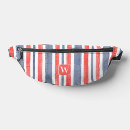 Watercolor Blue Red White Stripes, USA Style Bauchtasche
