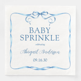 Watercolor Blue Ribbon Baby Sprinkle Serviette