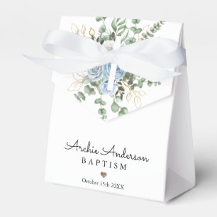 Watercolor Blue Rose Taufe Christening Geschenkschachtel