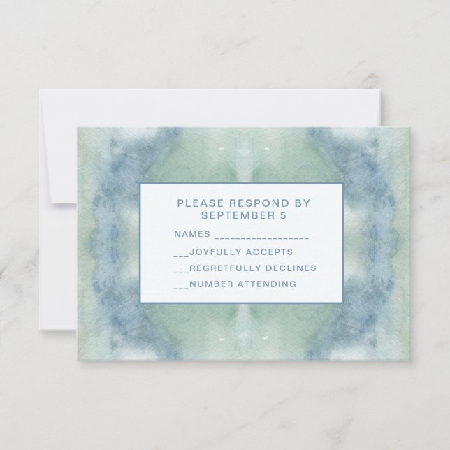 Watercolor Blue RSVP Card Boho Hippie (Vorderseite)