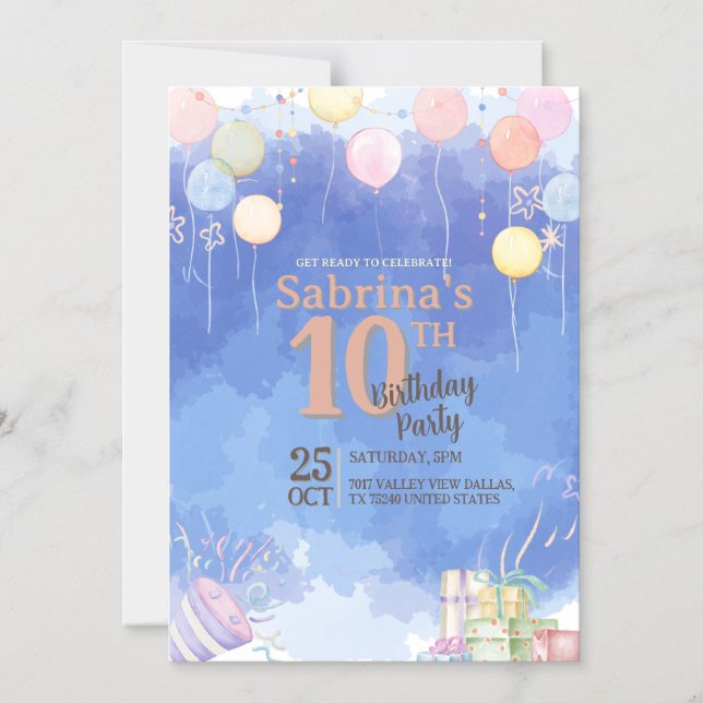Watercolor Blue Sky Balloon Magnetic Card Magneteinladung (Vorderseite)
