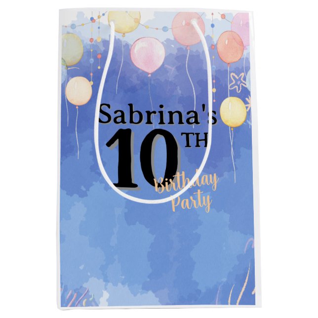 Watercolor Blue Sky Mittlere Geschenktüte (Vorderseite)