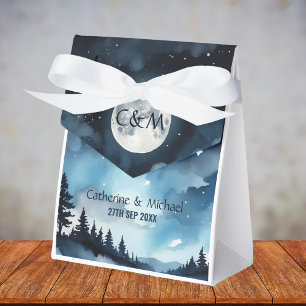 Watercolor Blue Starry Night Sky Celestiding Weddi Geschenkschachtel