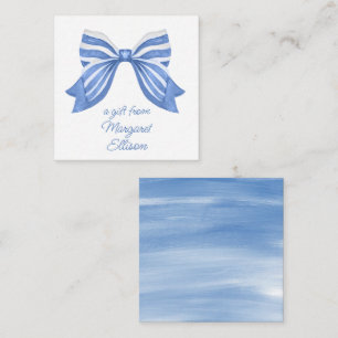 Watercolor Blue Strip Bow Geschenkverpackung Mitteilungskarte