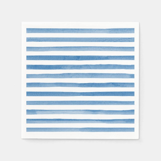 Watercolor Blue Stripes Babydusche Serviette (Vorderseite)