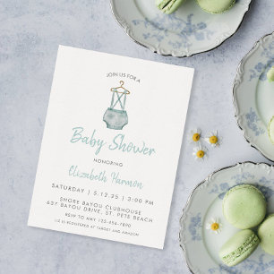 Watercolor Blue Suspender Baby Dusche Einladung
