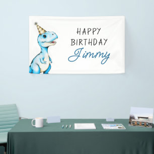 Watercolor Blue Three Rex Dinosaurier Geburtstag Banner