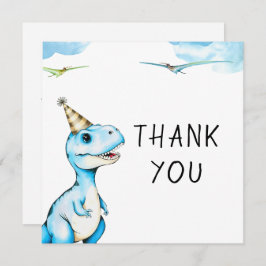 Watercolor Blue Three Rex Dinosaurier Geburtstag Dankeskarte