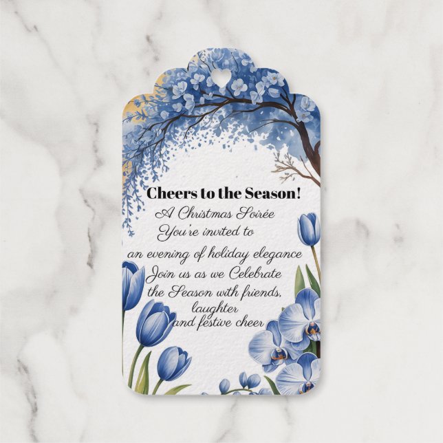 Watercolor Blue Tree Christmas Thank You Card  Geschenkanhänger (Rückseite)