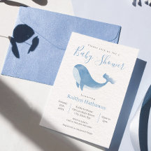 Watercolor Blue Whale Baby Dusche Einladung
