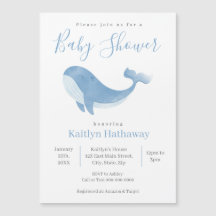 Watercolor Blue Whale Baby Shower Magne Einladung