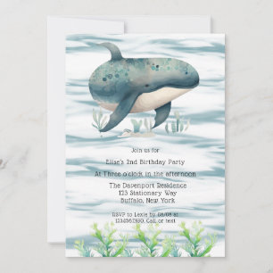 Watercolor Blue Whale Boy Baby Dusche Einladung