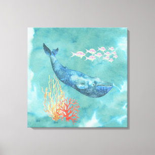Watercolor Blue Whale ID368 Leinwanddruck