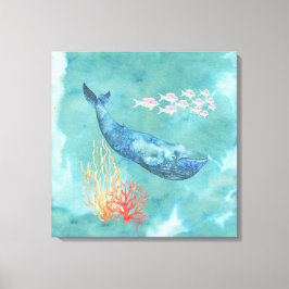 Watercolor Blue Whale ID368 Leinwanddruck