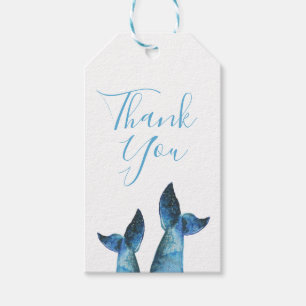 Watercolor Blue Whale Tale Wedding Geschenkanhänger