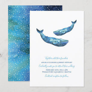 Watercolor Blue Whale Wedding Einladung
