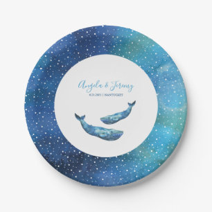 Watercolor Blue Whale Wedding Pappteller