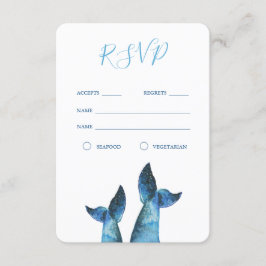 Watercolor Blue Whale Wedding RSVP Karte