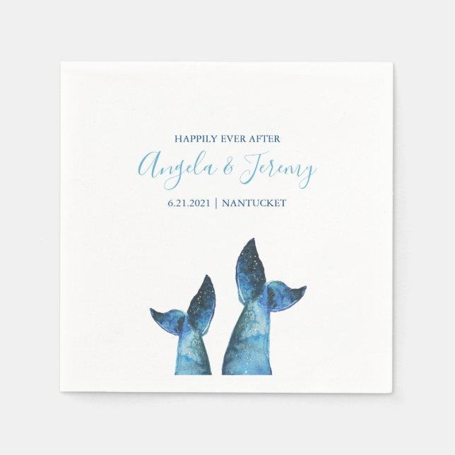 Watercolor Blue Whale Wedding Serviette (Vorderseite)