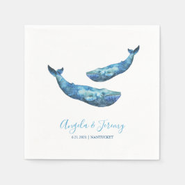 Watercolor Blue Whale Wedding Serviette