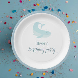 Watercolor Blue WhaleOcean Fish Birthday Party Pappteller