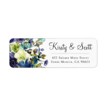 Watercolor Blue & White Blume Hochzeitadresse