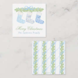 Watercolor Blue & White Christmas Strumpfs Geschen Mitteilungskarte