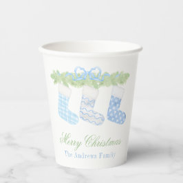 Watercolor Blue & White Christmas Strumpfs Pappbecher