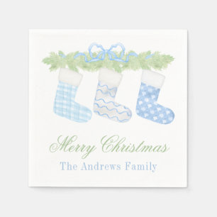 Watercolor Blue & White Christmas Strumpfs Serviette