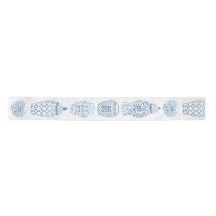 Watercolor Blue White Ginger Jar chinesische Muste Satinband