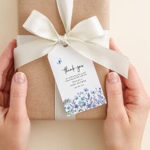 Watercolor Blue Wildblume Baby Dusche Gefallen Geschenkanhänger