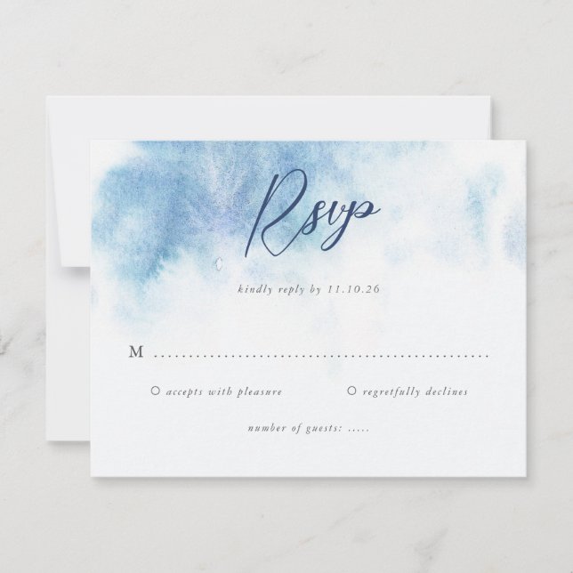 Watercolor Blue Winter Wedding RSVP Card (Vorderseite)
