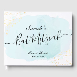Watercolor Blue x Gold Bat Mitzvah Gästebuch
