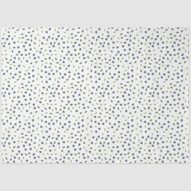 Watercolor Blueberry Floral Pattern Tissue Paper Seidenpapier (Vorderseite)