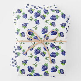 Watercolor Blueberry Pattern Wrapping Paper Sheets Geschenkpapier Set