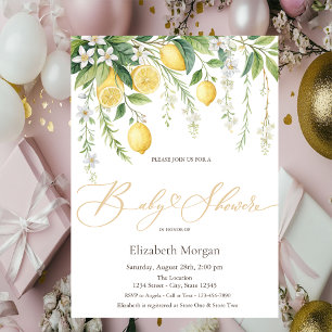 Watercolor blühende Zitronen Baby Shower Einladung