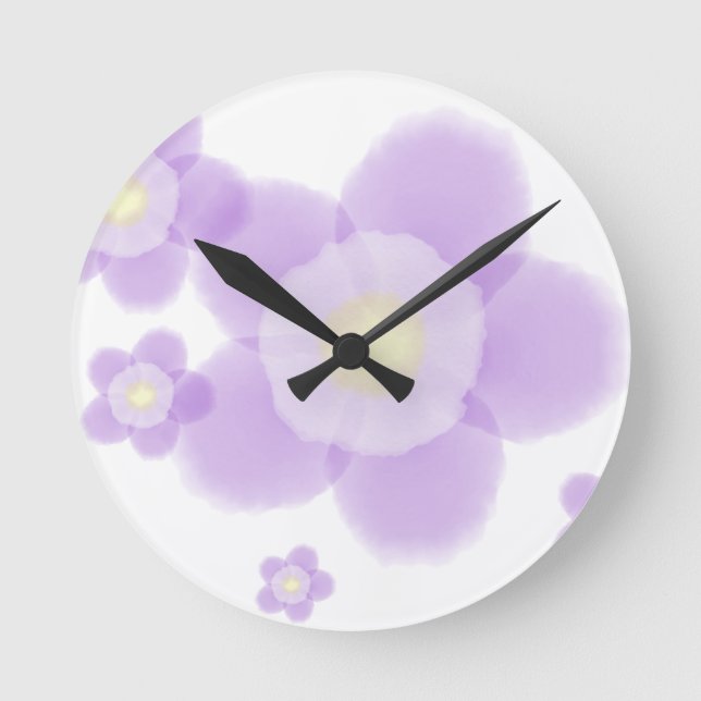 Watercolor-Blume Runde Wanduhr (Vorderseite)